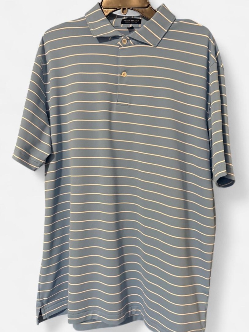 Peter Millar Crown Crafted XL Men's Gray Striped Polo Shirt